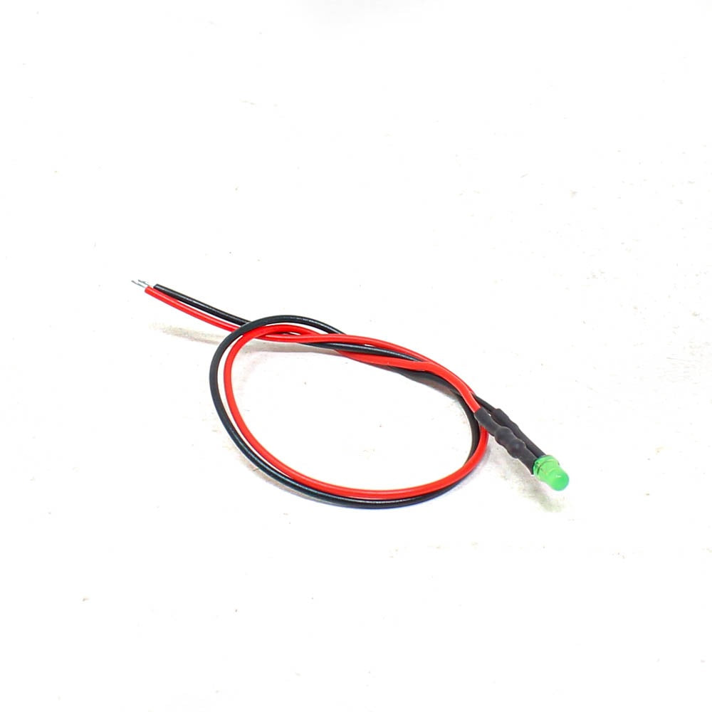 12-18V 8MM Green LED Indicator Light with Cable (Pack of 5)