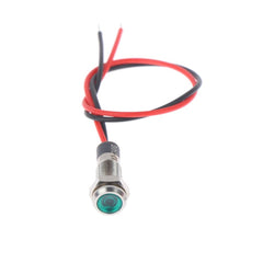 12-18V 5MM Green LED Metal Indicator Light with 20CM Cable (Pack of 5)