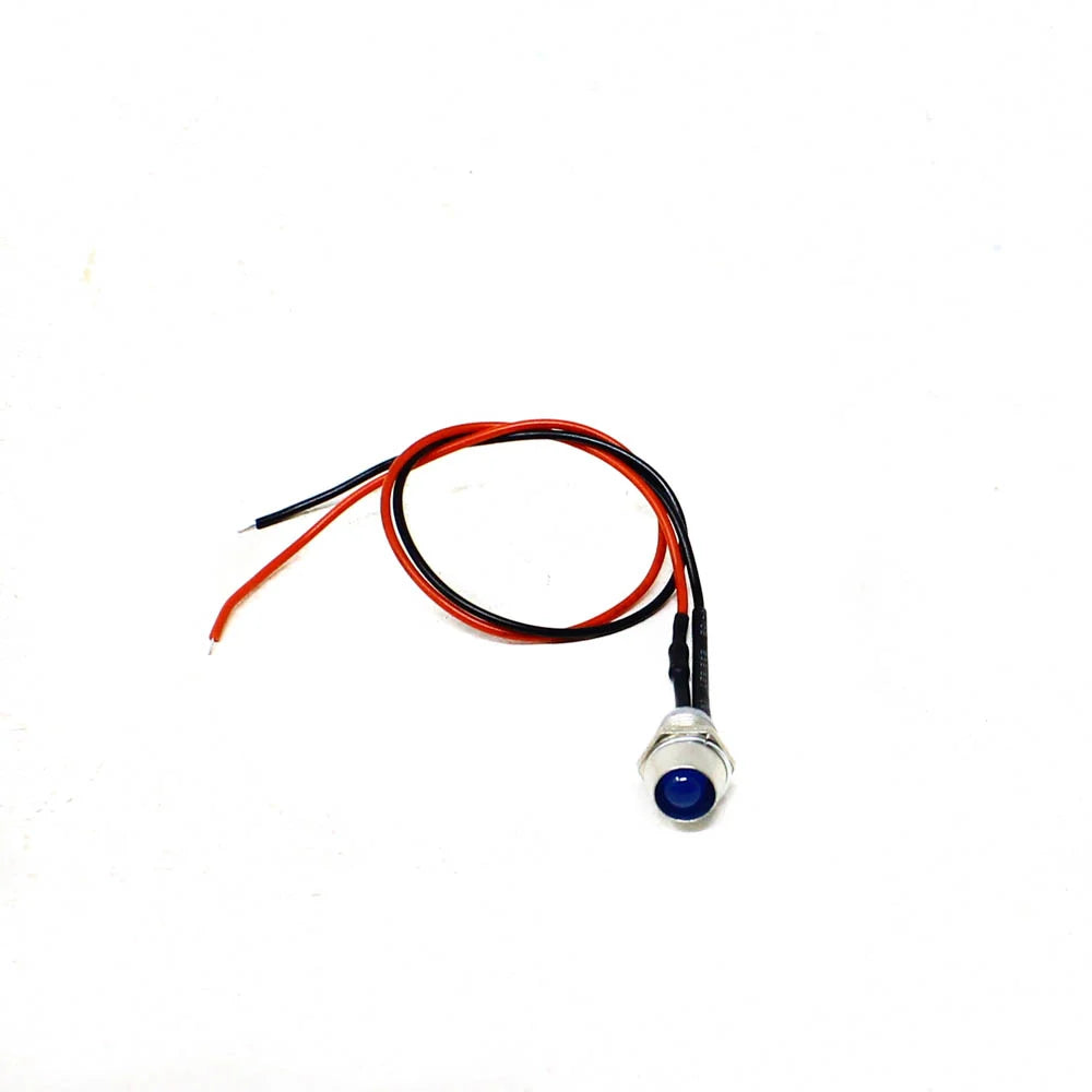 12-18V 5MM Blue LED Metal Indicator Light with 20CM Cable (Pack of 5)