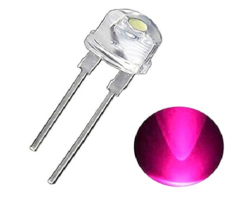 8MM Pink Led Transparent/Clear Half Round (Pack of 5)