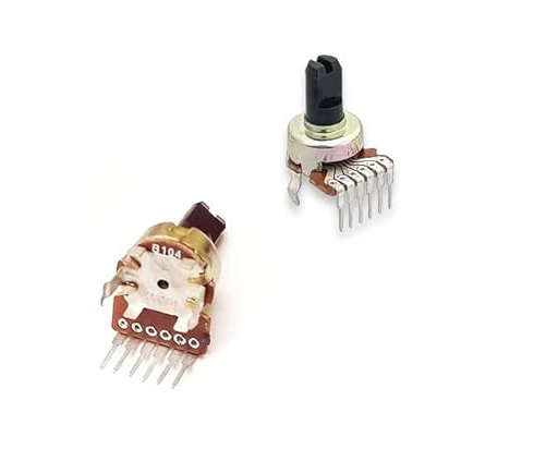 100K Ohm  Rotatory Potentiometer Tone Control 6Pin 6mm Plastic D Type Shaft (Pack Of 2)