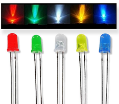 LED Round Shape Through Hole Blue Red Yellow Green &amp; White 5mm (Pack of 50)